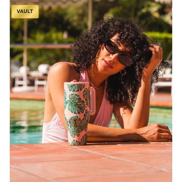 Limited Edition HydroJug Traveler 40oz Monstera Tumbler SOLD OUT Pink and Green - Picture 2 of 8